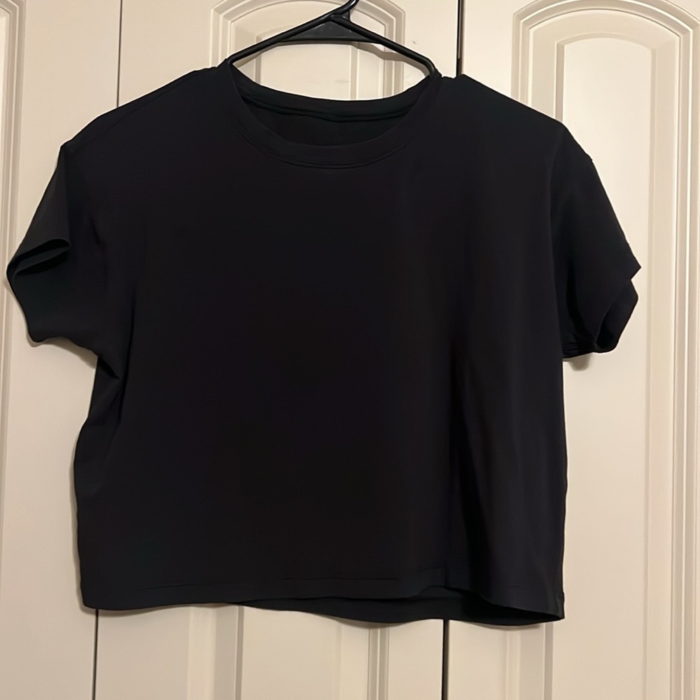 Lululemon Cates Crop tshirt crewneck pima cotton short sleeve, black